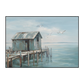 Blue Cottage Seaside Pier Painting #M3678