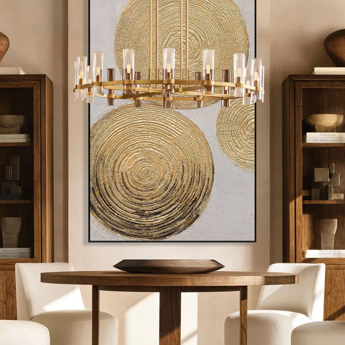 Golden Ripples Abstract Circular Textured Art #M3680