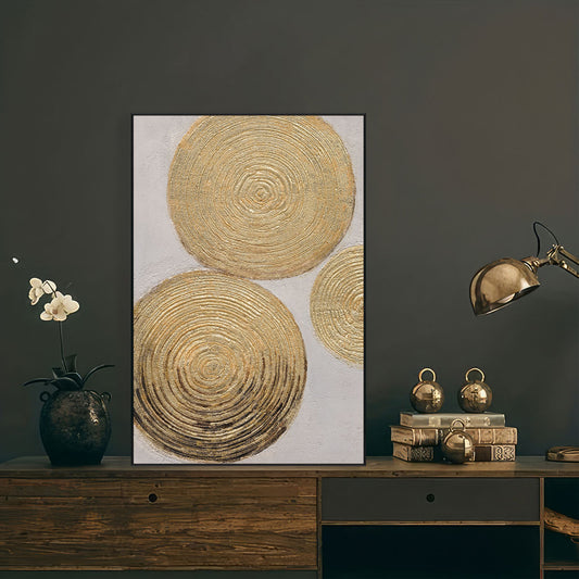 Golden Ripples Abstract Circular Textured Art #M3680