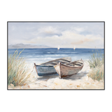 Shoreline Rest Twin Boats & Beach Painting #M3684
