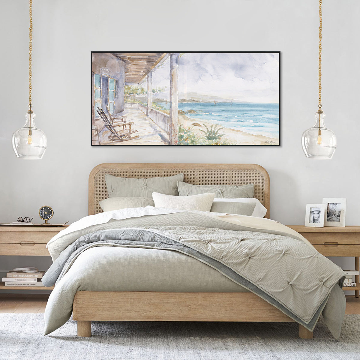 Seaside Retreat Sunlit Coastal Painting #M3691