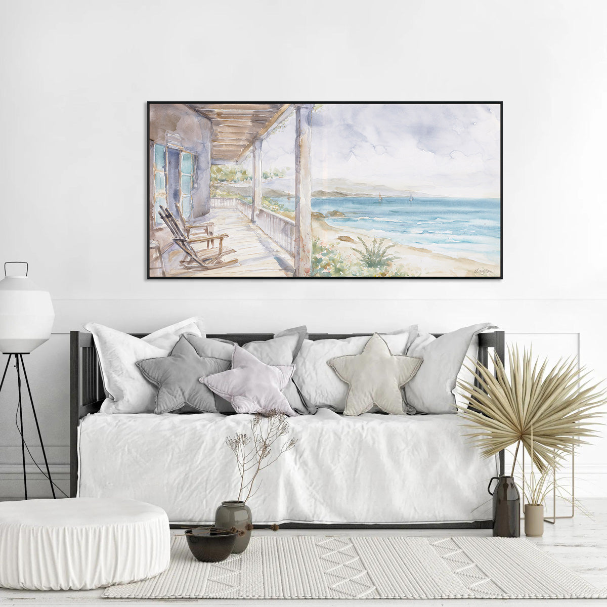 Seaside Retreat Sunlit Coastal Painting #M3691