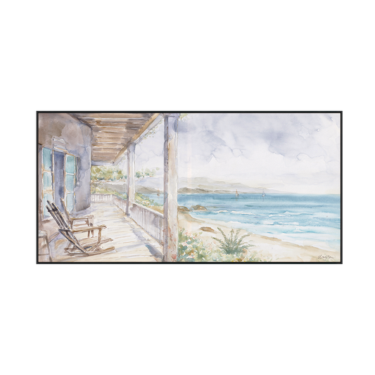 Seaside Retreat Sunlit Coastal Painting #M3691