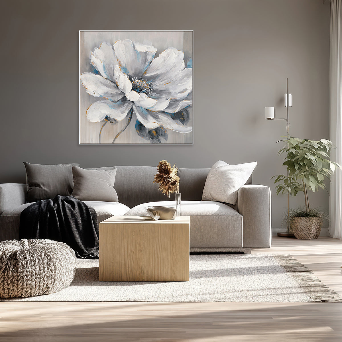 Icy Bloom Textured Floral Painting #M3701