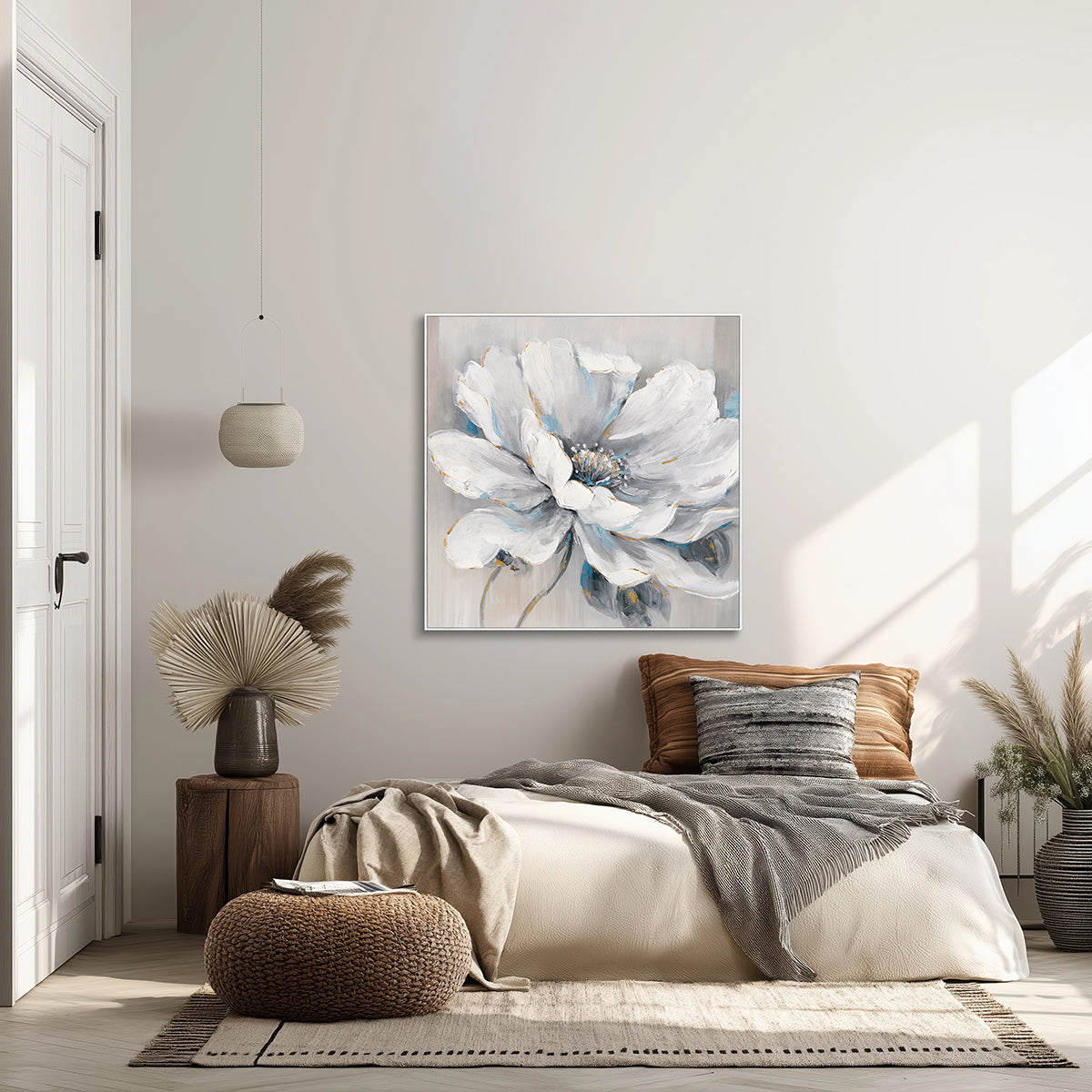 Icy Bloom Textured Floral Painting #M3701