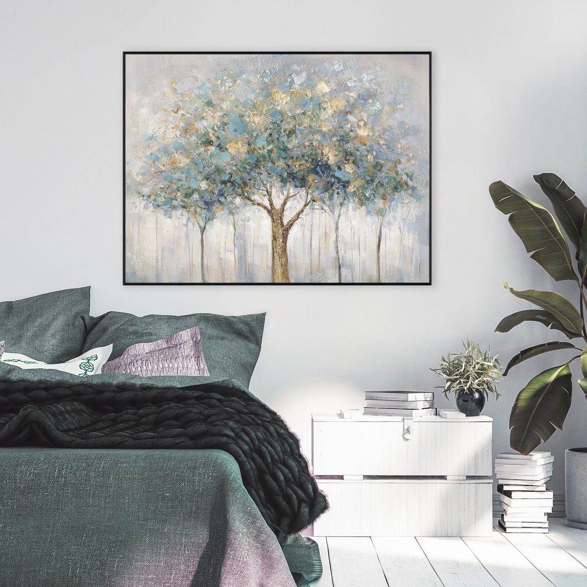 Golden Canopy Abstract Tree Painting #M3708