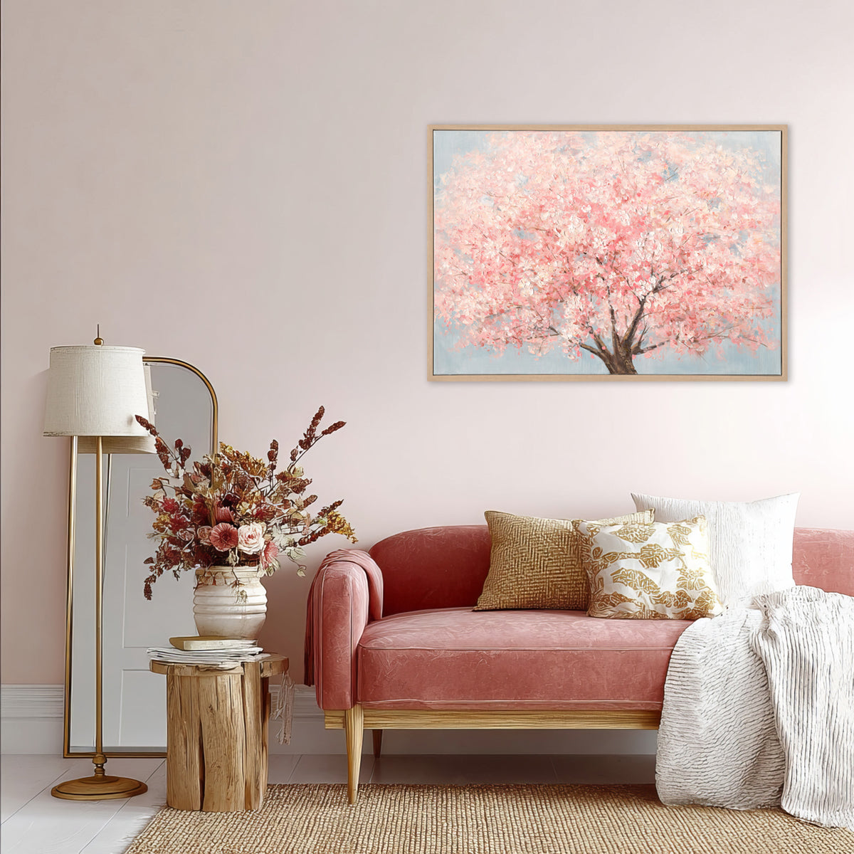 Spring Cherry Blossom Tree Oil Painting #M3734