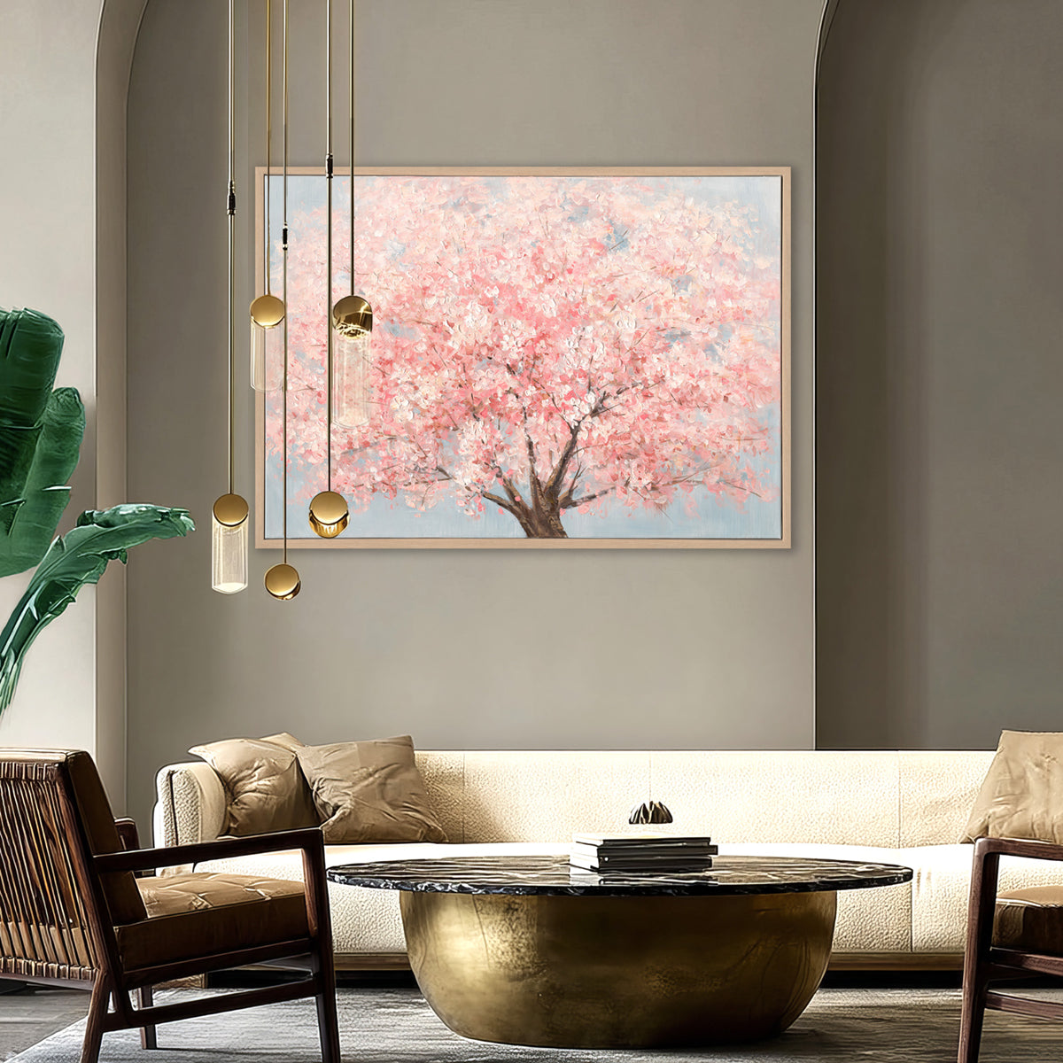 Spring Cherry Blossom Tree Oil Painting #M3734