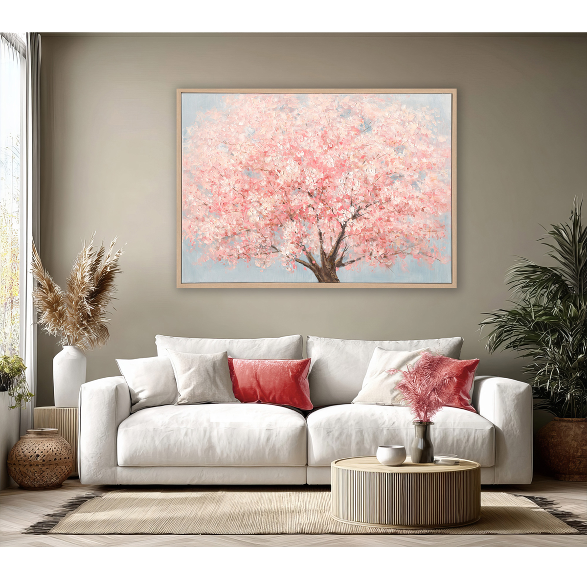 Spring Cherry Blossom Tree Oil Painting #M3734