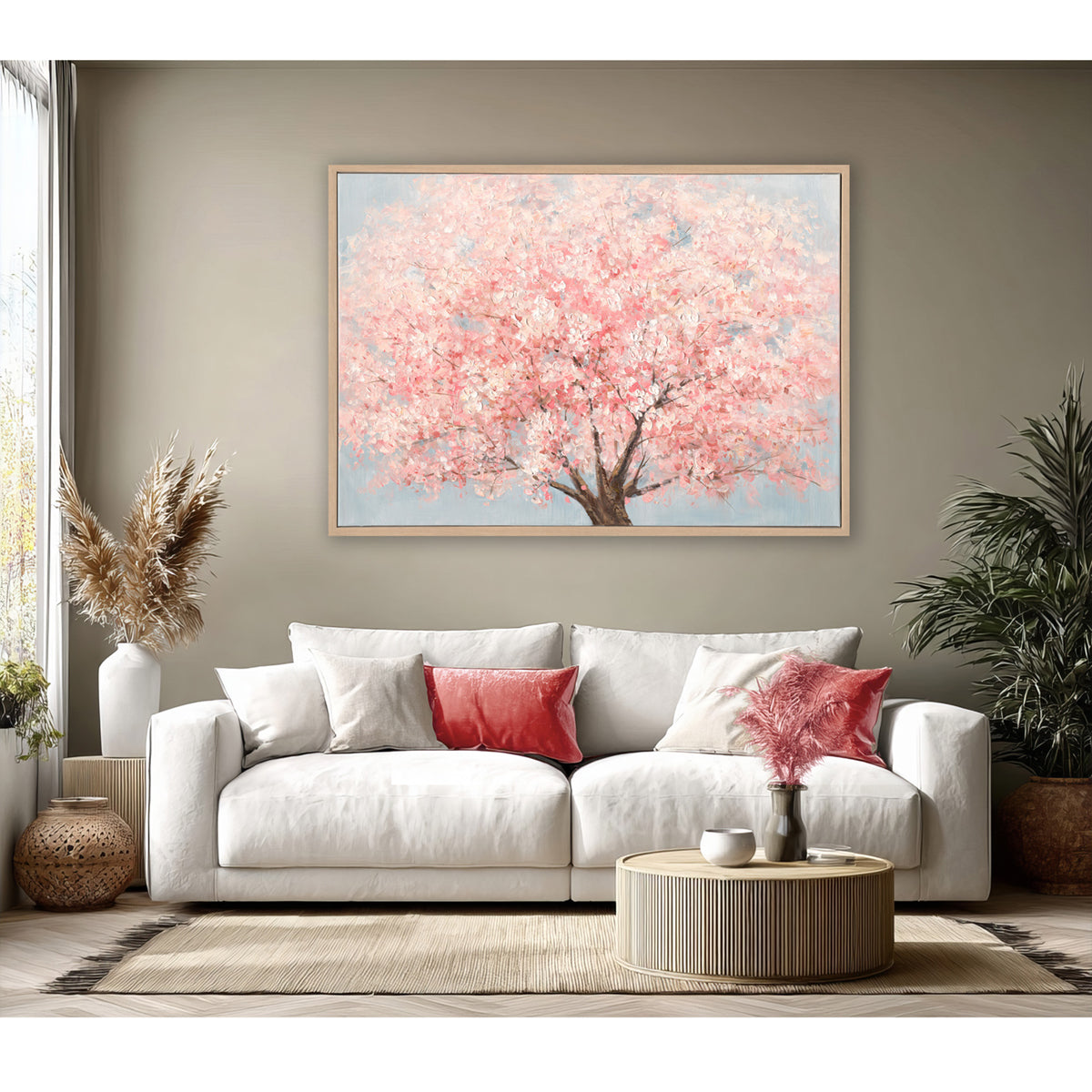 Spring Cherry Blossom Tree Oil Painting #M3734