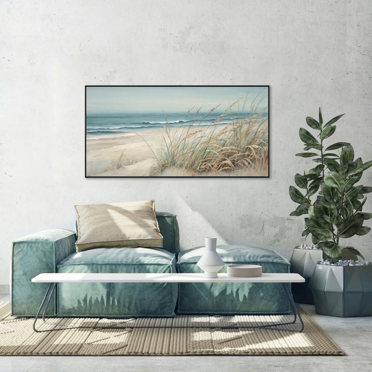 Coastal Whisper Seaside Grassland Painting #M3744