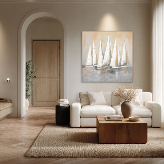 Morning Voyage Abstract Sailboat Painting #M3750