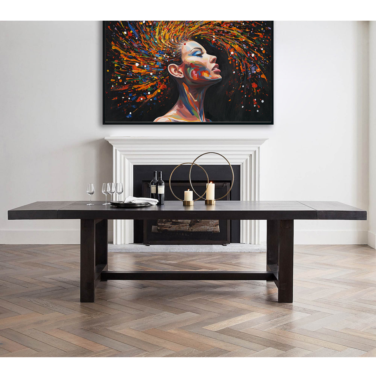 Colorful Abstract Female Portrait Oil Painting #M3782