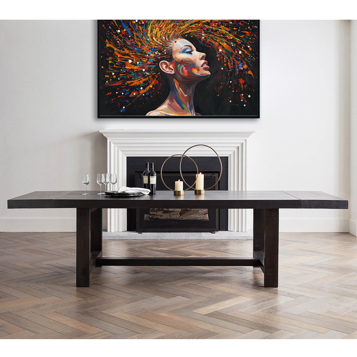 Colorful Abstract Female Portrait Oil Painting #M3782