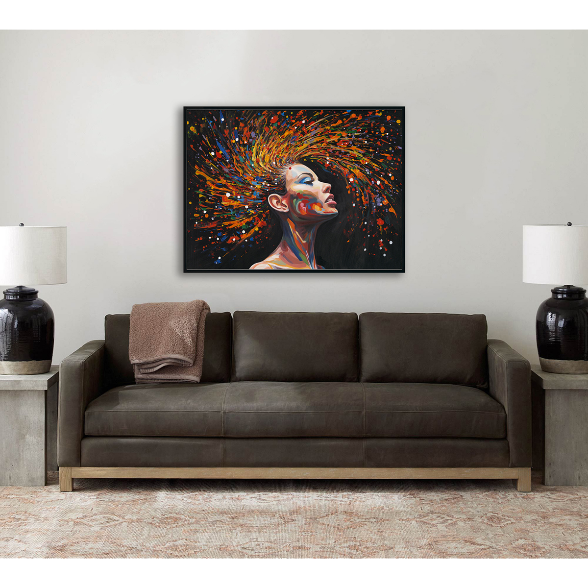 Colorful Abstract Female Portrait Oil Painting #M3782