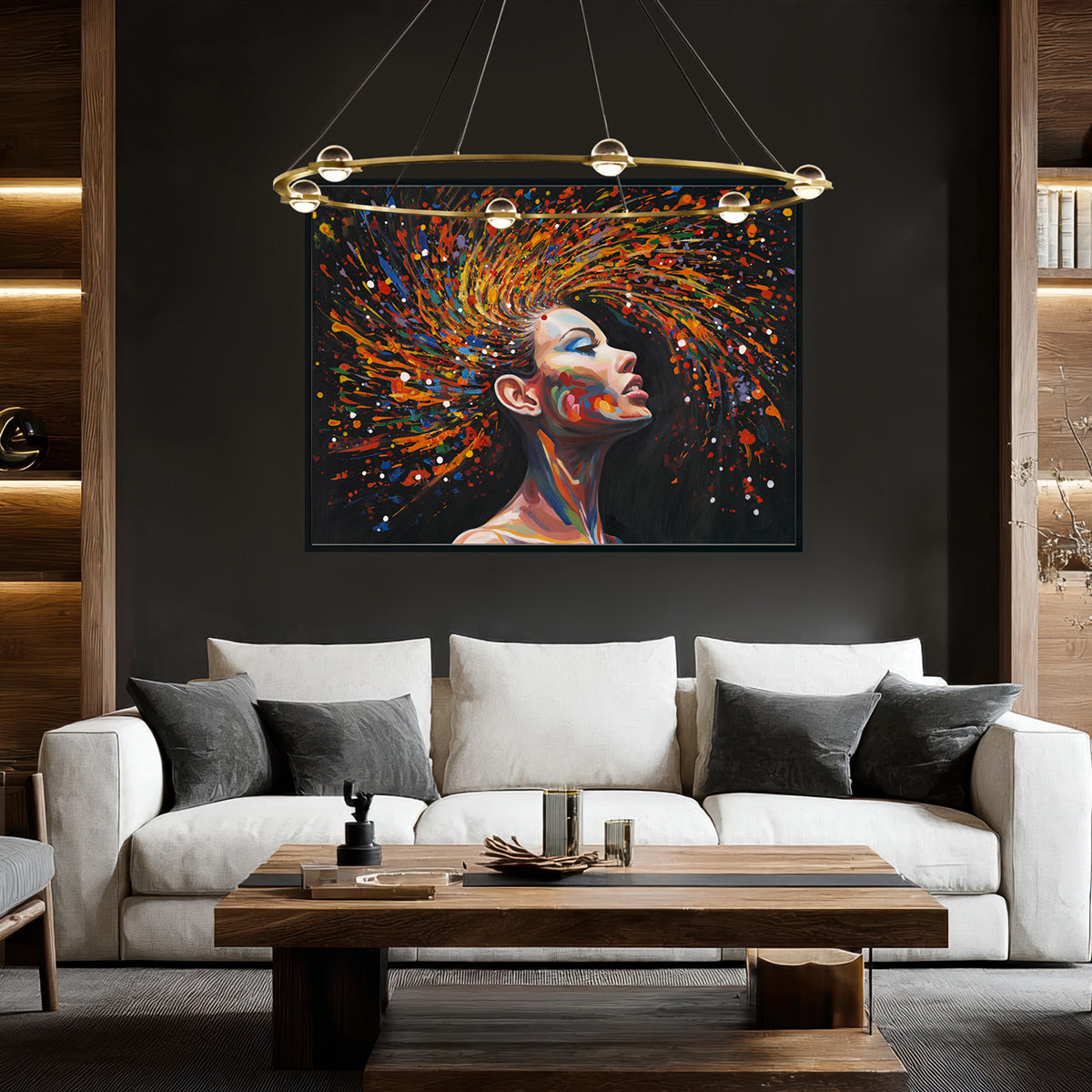 Colorful Abstract Female Portrait Oil Painting #M3782