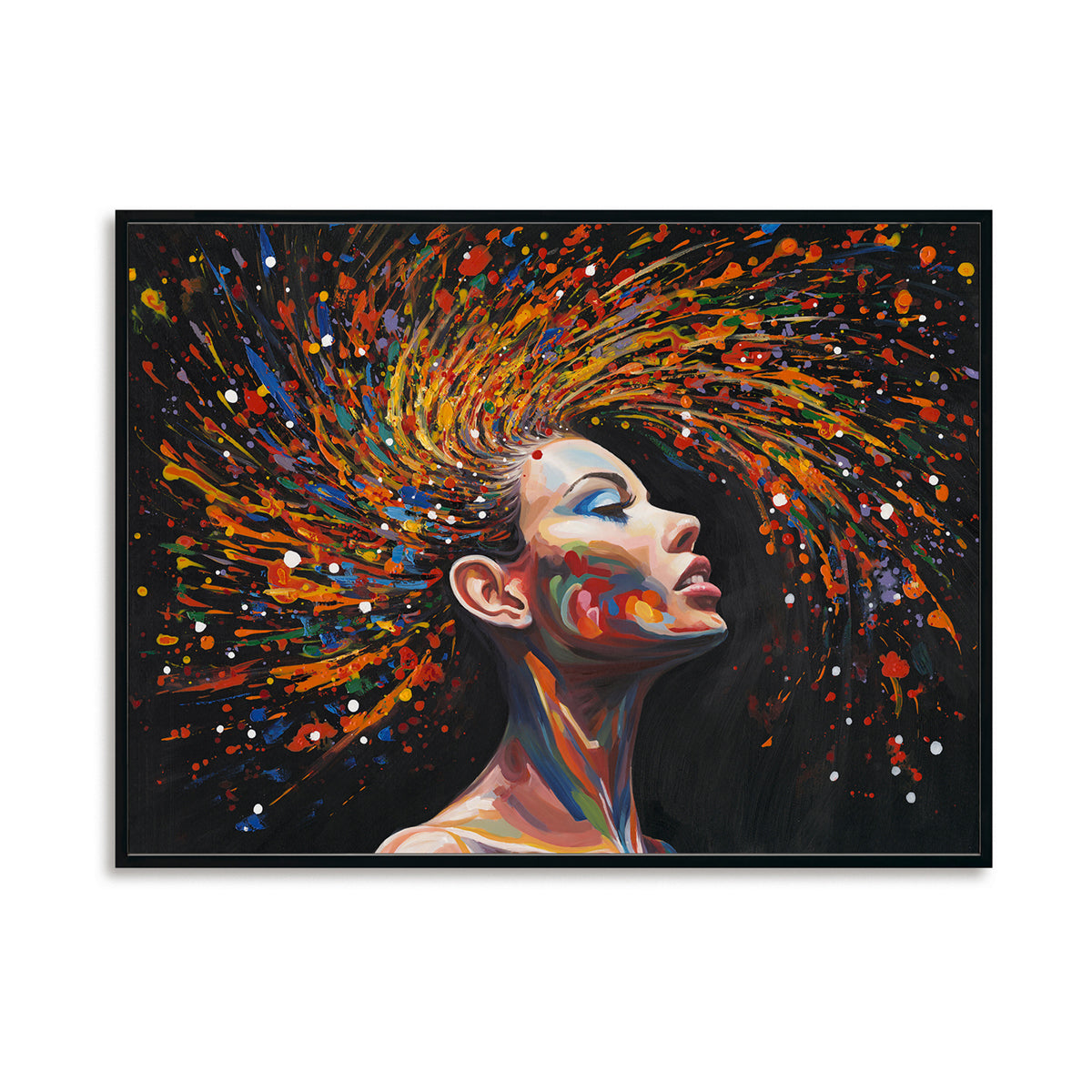 Colorful Abstract Female Portrait Oil Painting #M3782