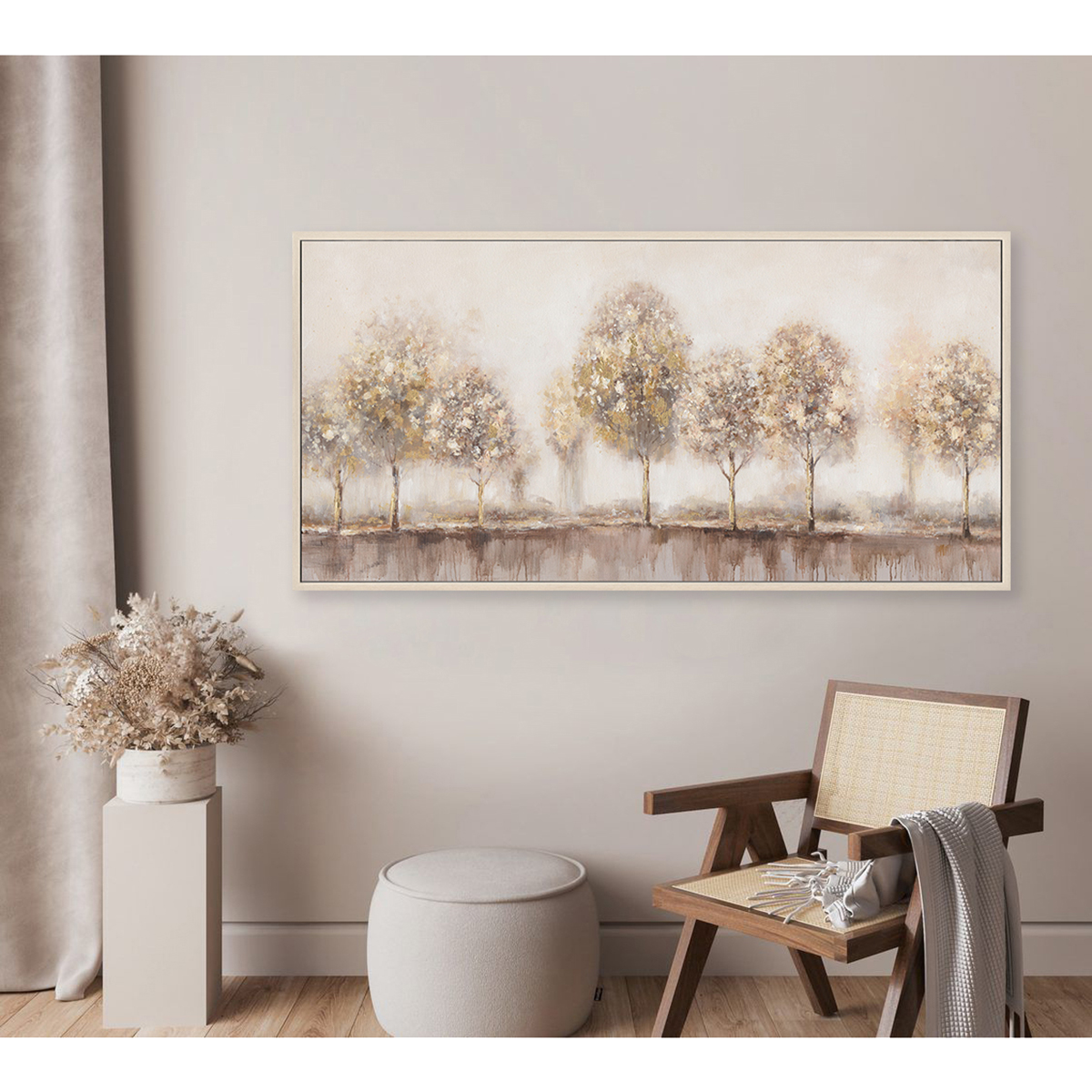 Golden Mist Abstract Tree Painting #M4574