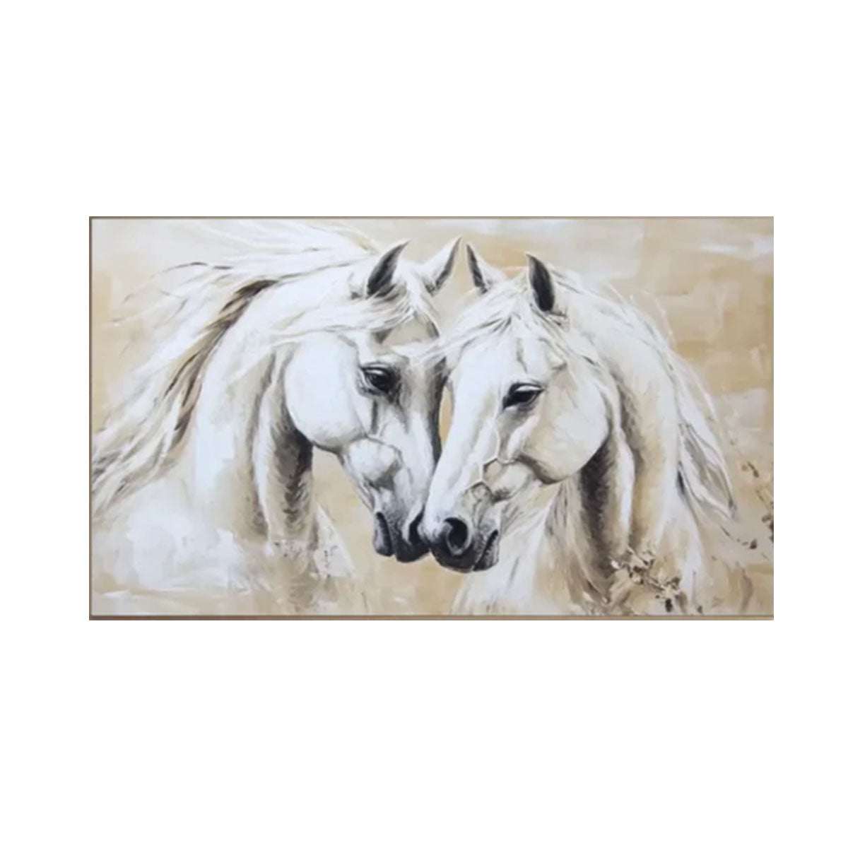 Twin Harmony White Horses Painting