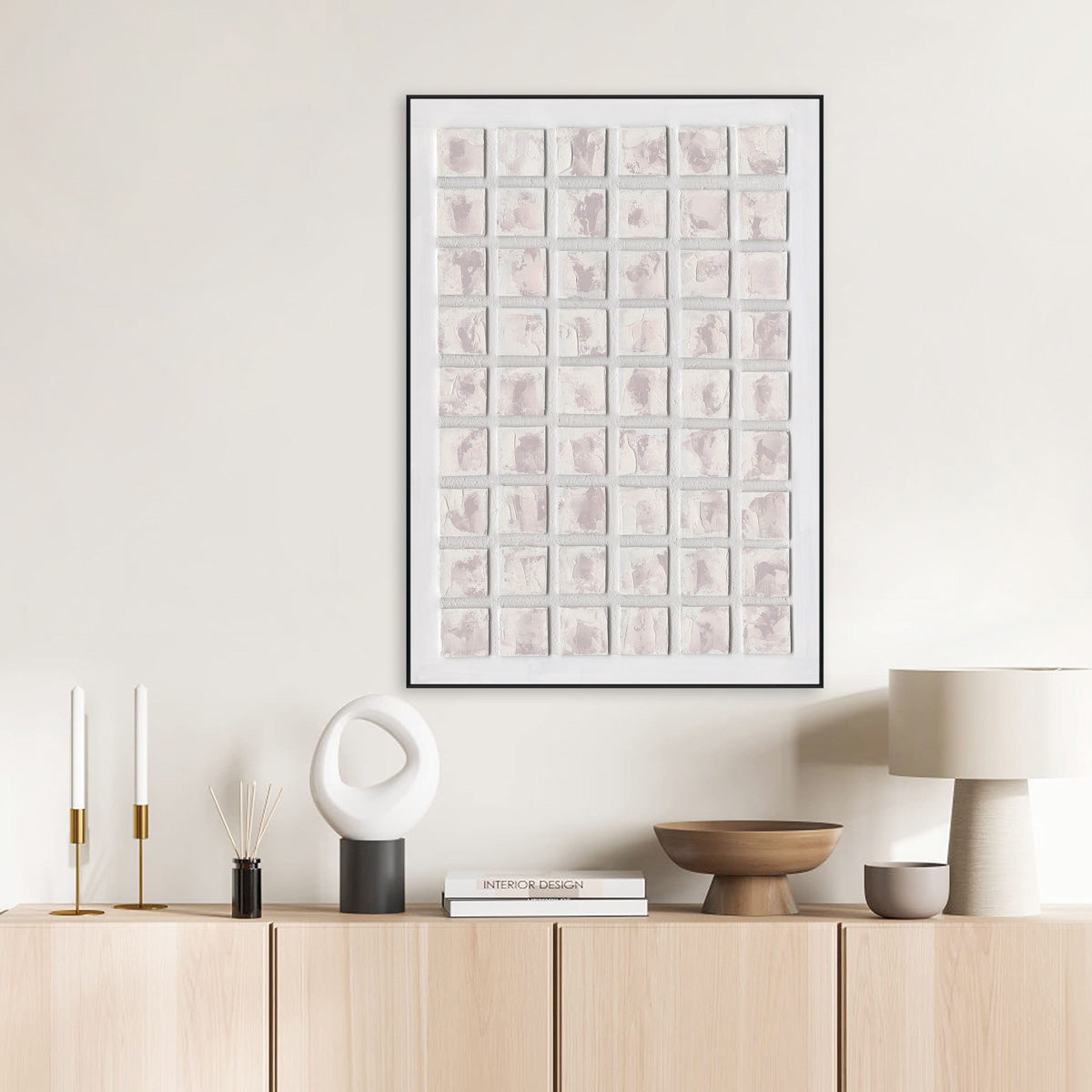 Soft Grid Geometric Textured Abstract #M4668