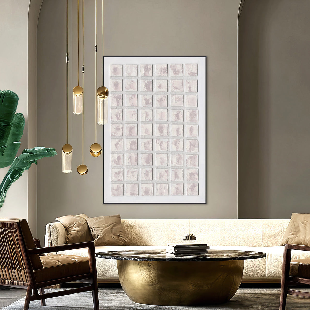 Soft Grid Geometric Textured Abstract #M4668