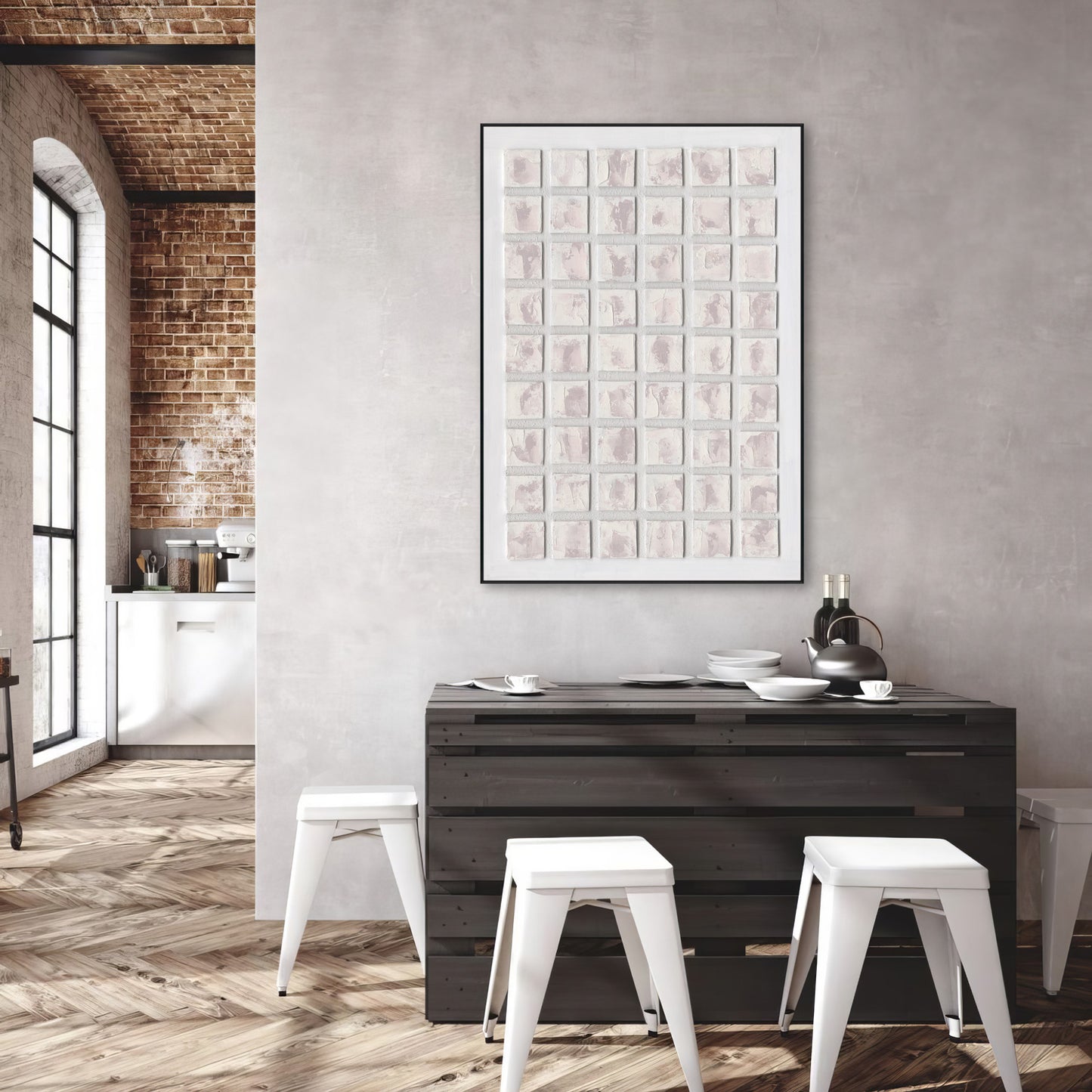 Soft Grid Geometric Textured Abstract #M4668