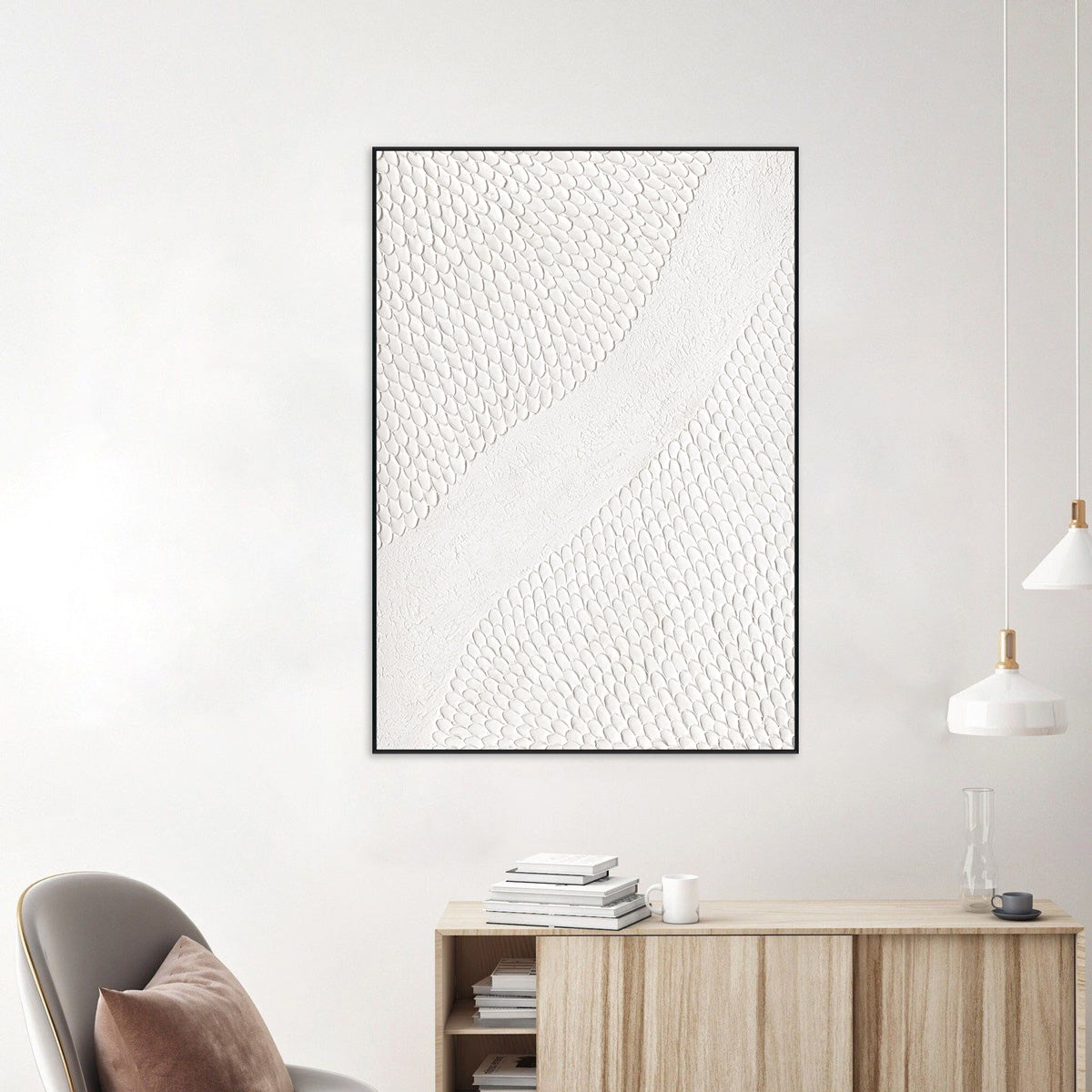 Feather Scales White Textured Abstract #M4669