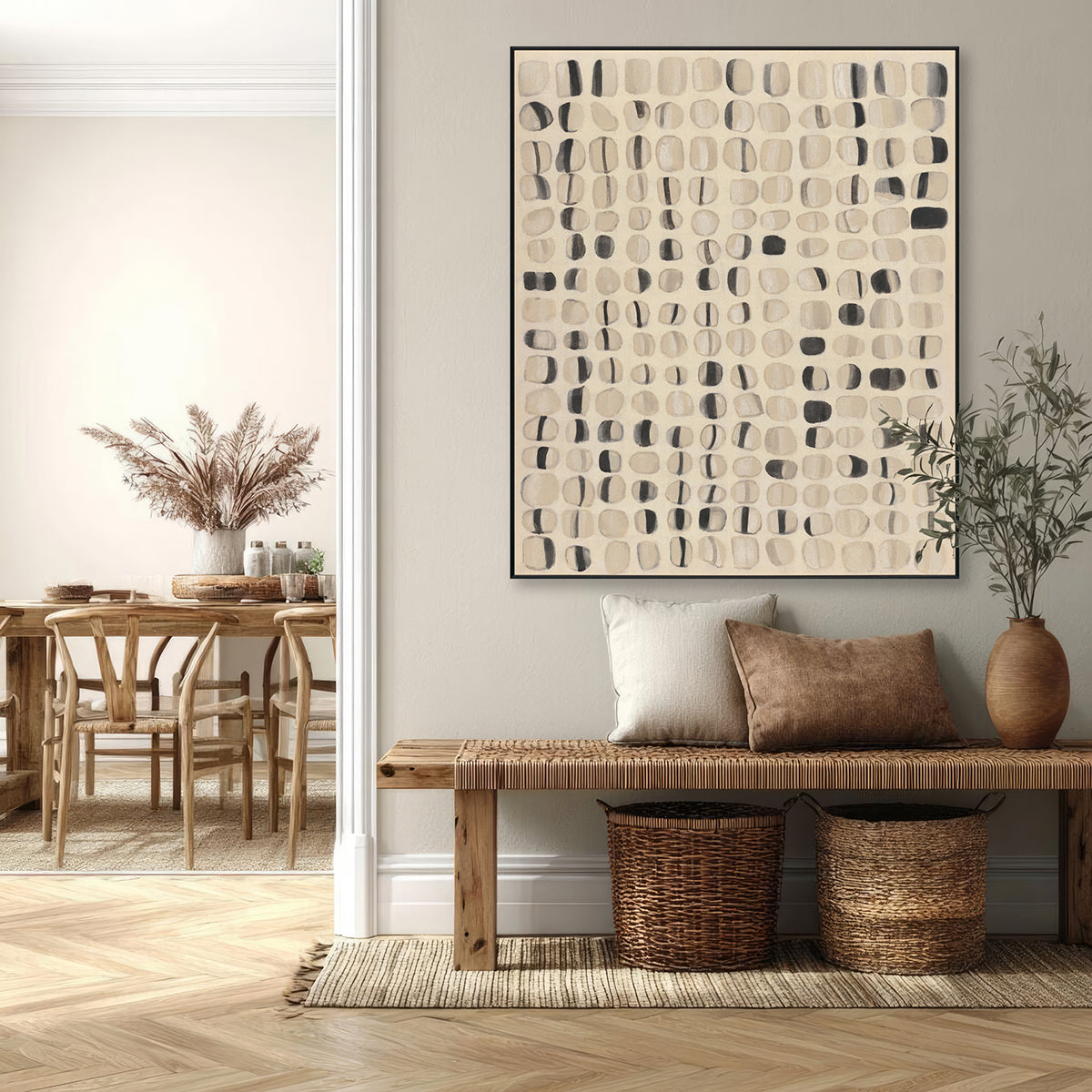 Harmony of Calm Neutral Abstract Painting #M4673