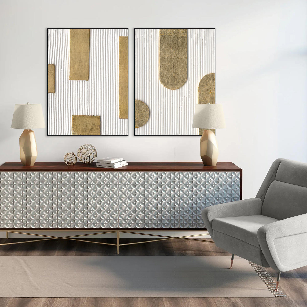 Golden Sequence Geometric Textured Art #M4675