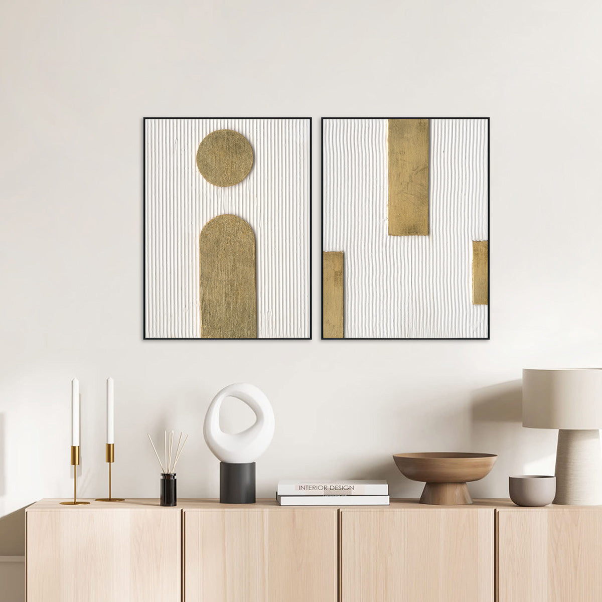 Golden Resonance Minimalist Geometric Painting #M4677