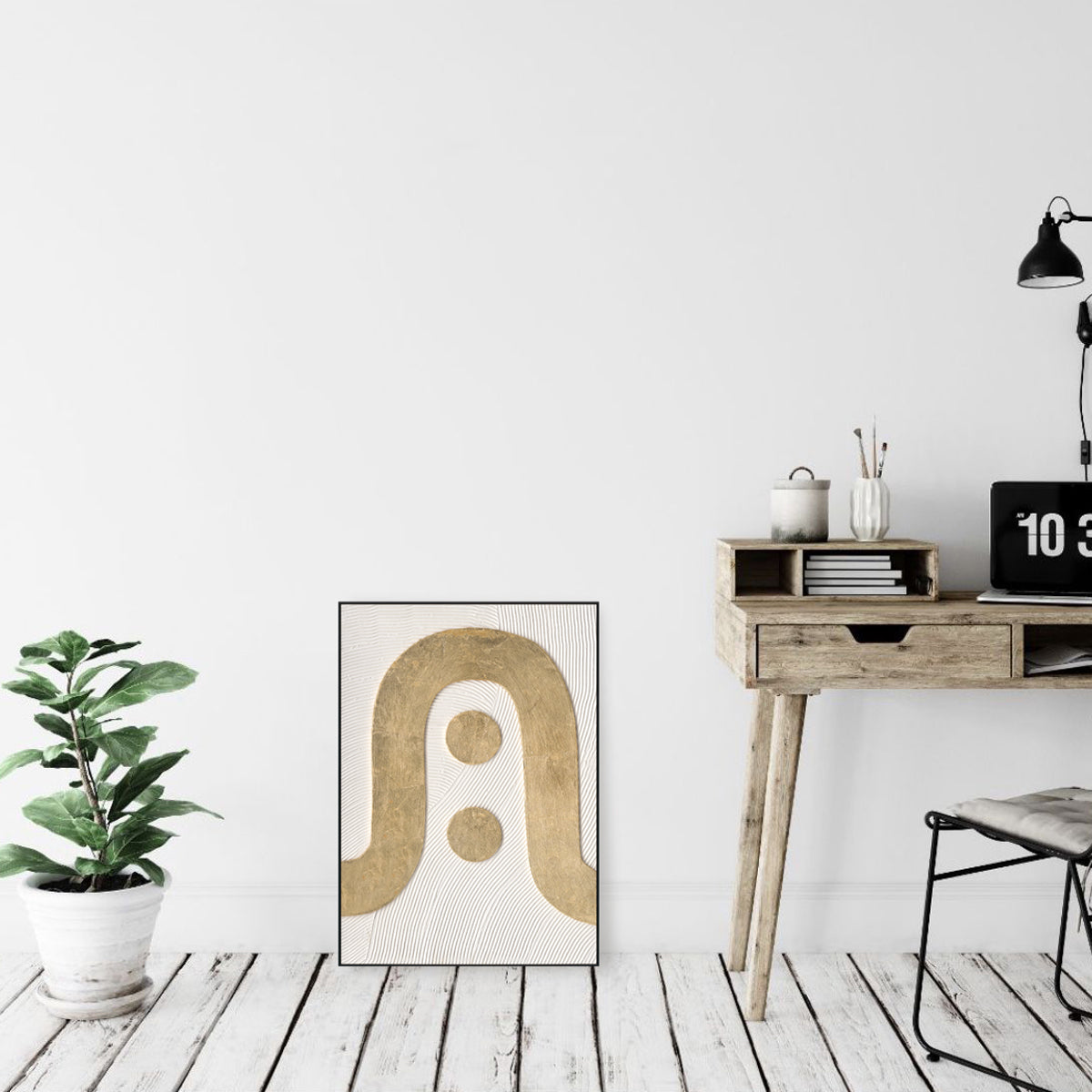 Golden Arch Rhythm Sculptural Geometric Painting #M4679