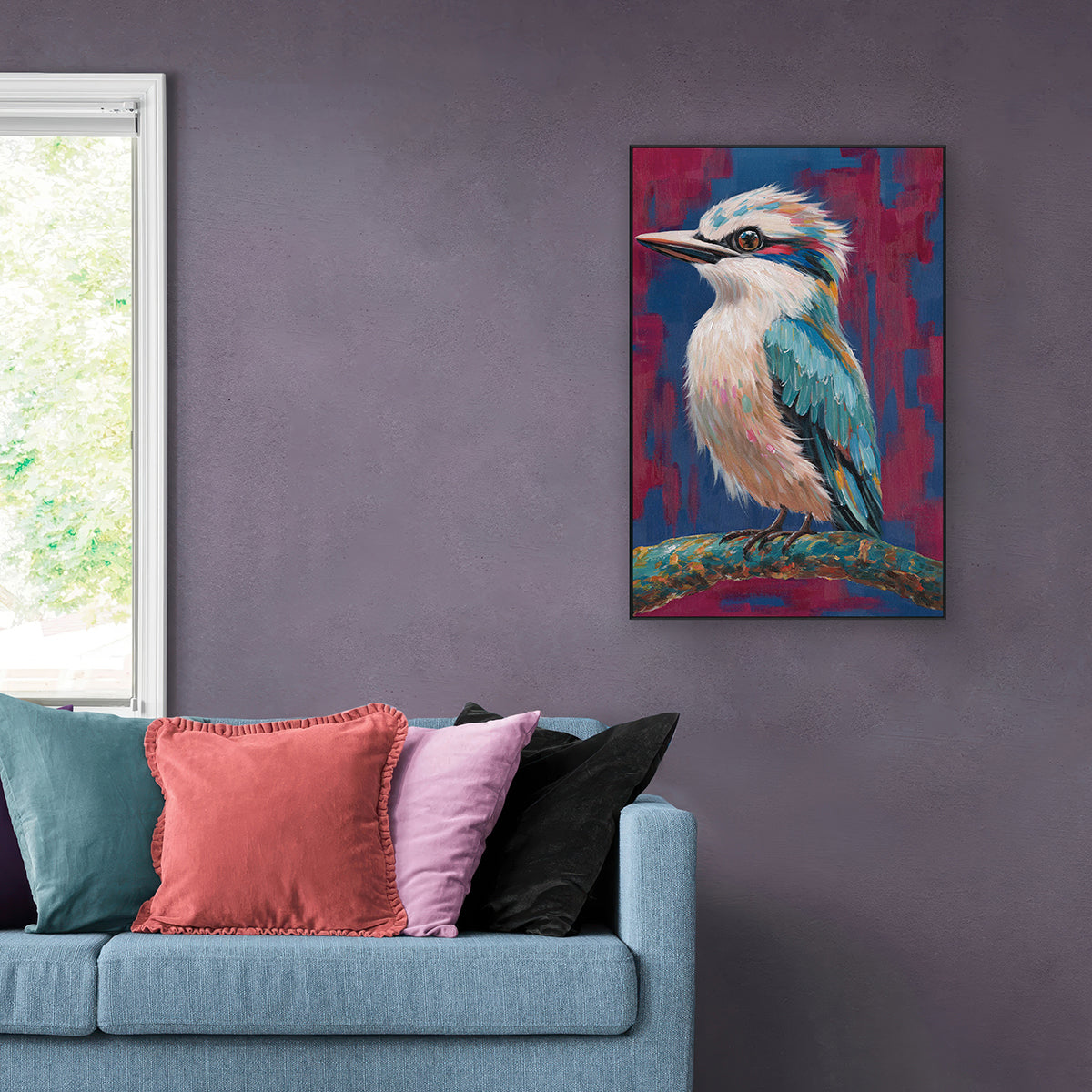 Vibrant Perch Bluebird Painting #M4681