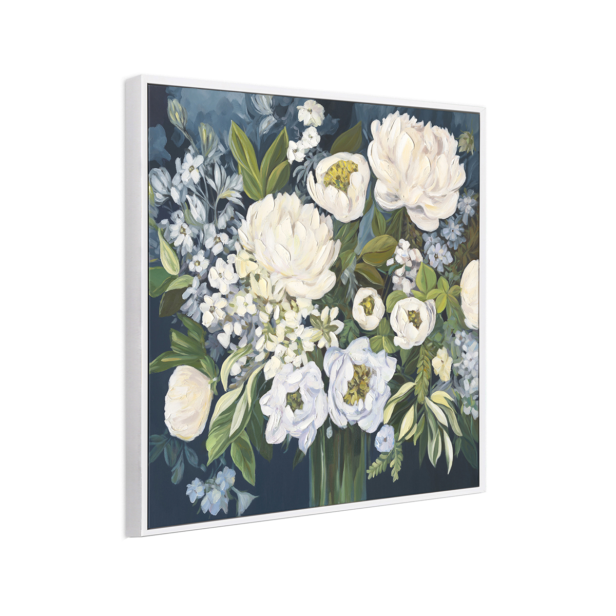 Blooming Elegance White Floral Painting #M4724
