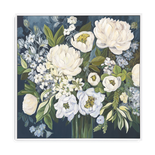 Blooming Elegance White Floral Painting #M4724