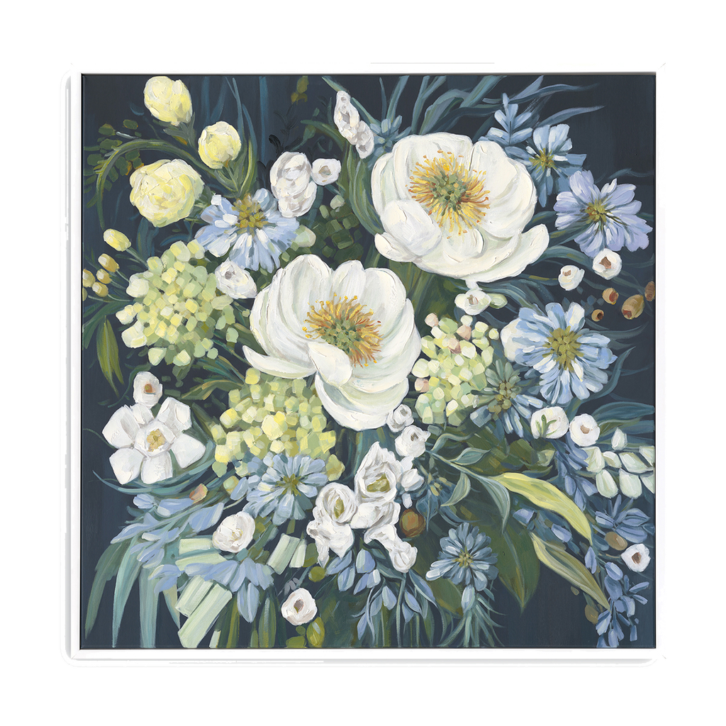 Serene white flowers on canvas #M4725