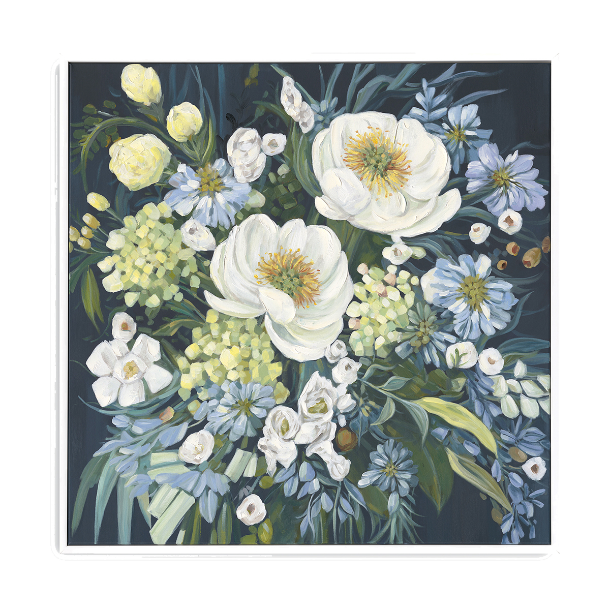 Serene white flowers on canvas #M4725