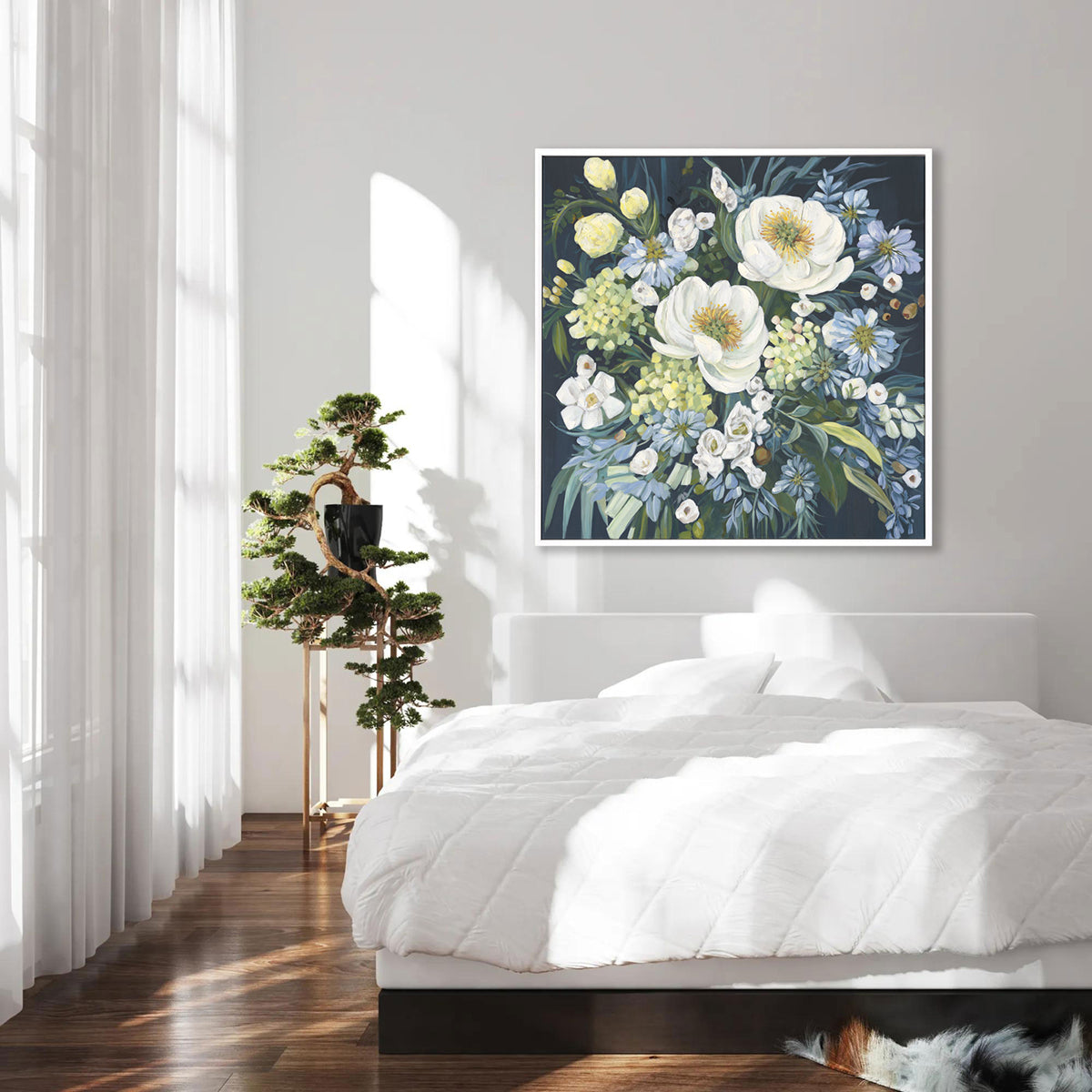 Serene white flowers on canvas #M4725