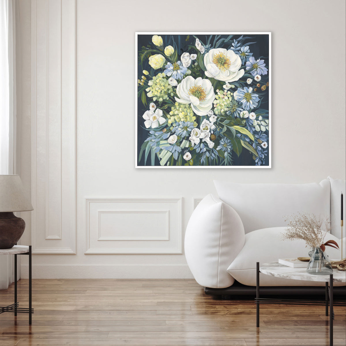 Serene white flowers on canvas #M4725