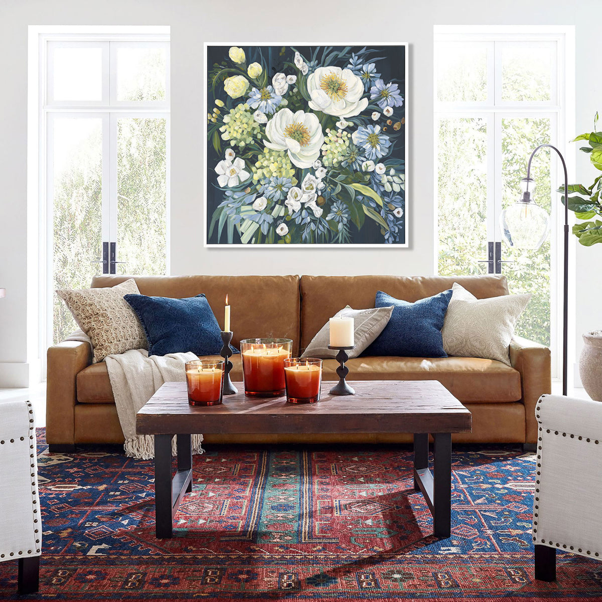 Serene white flowers on canvas #M4725