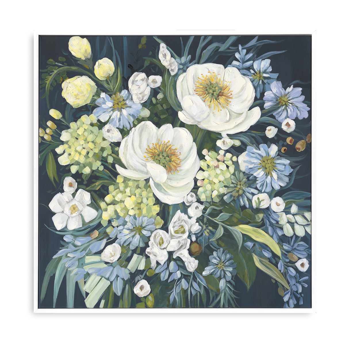 Serene white flowers on canvas #M4725