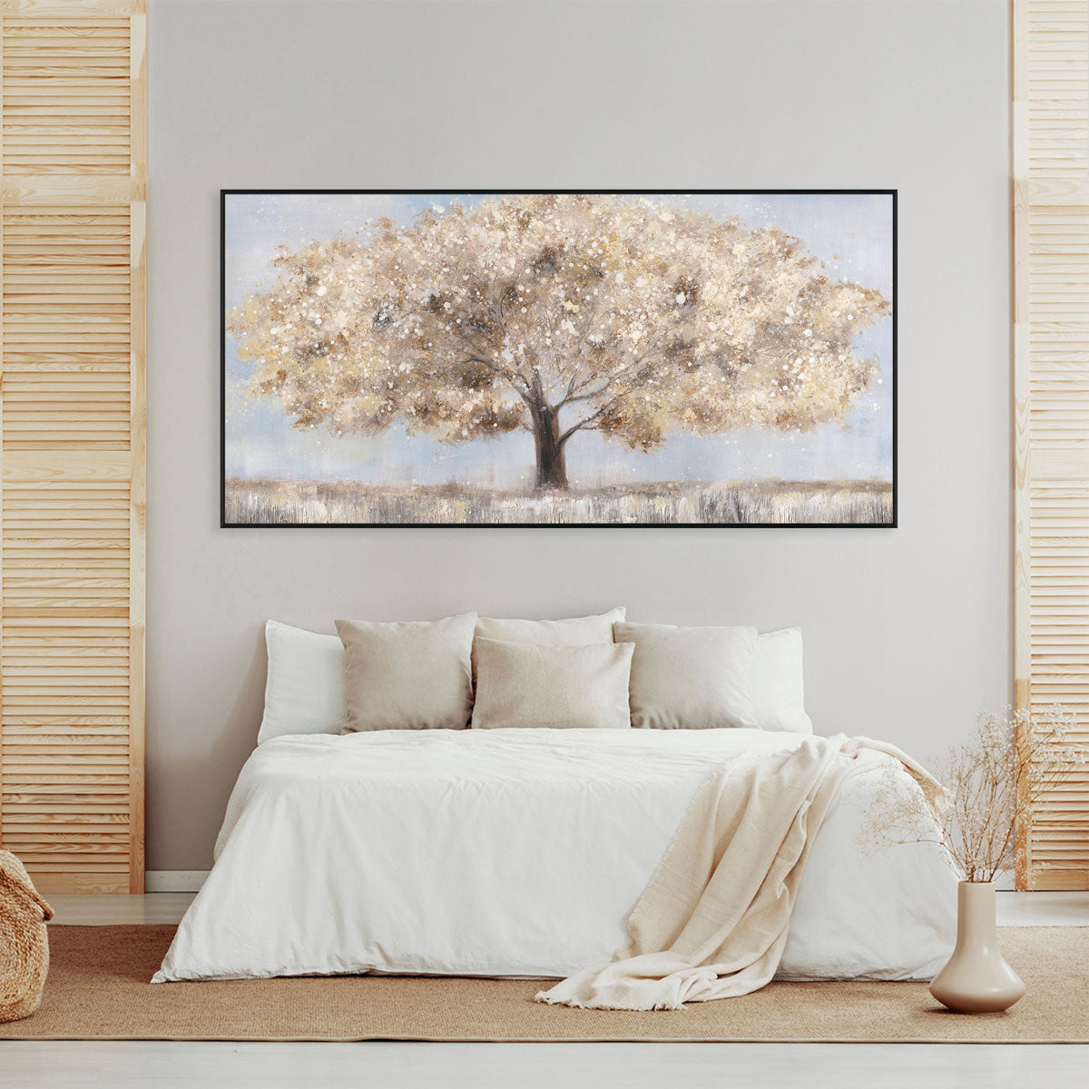 Golden Horizon Landscape Tree Painting #M4736