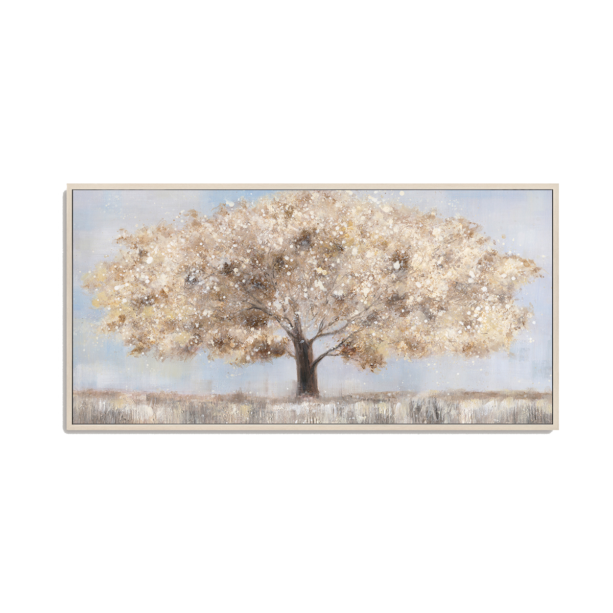 Golden Horizon Landscape Tree Painting #M4736