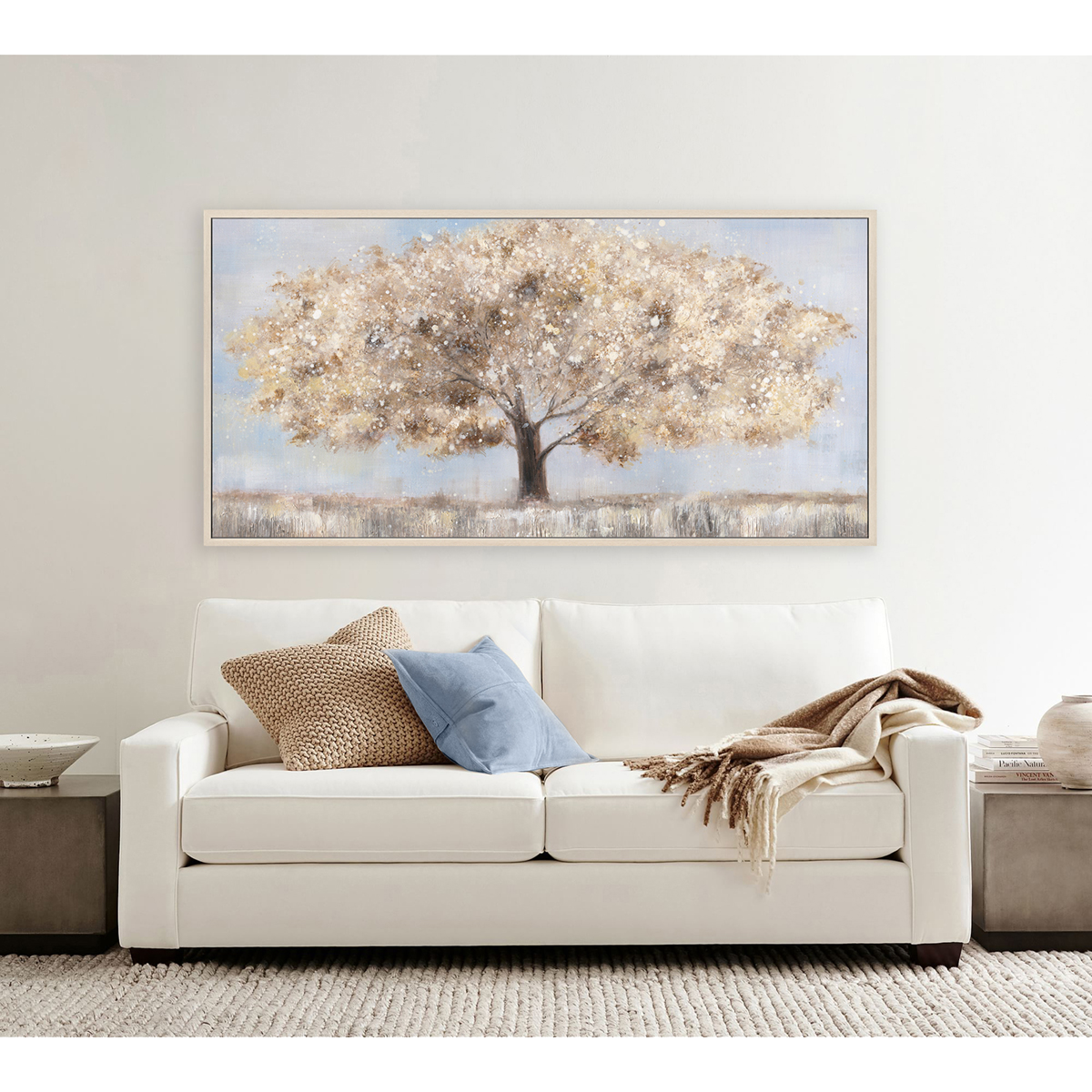 Golden Horizon Landscape Tree Painting #M4736