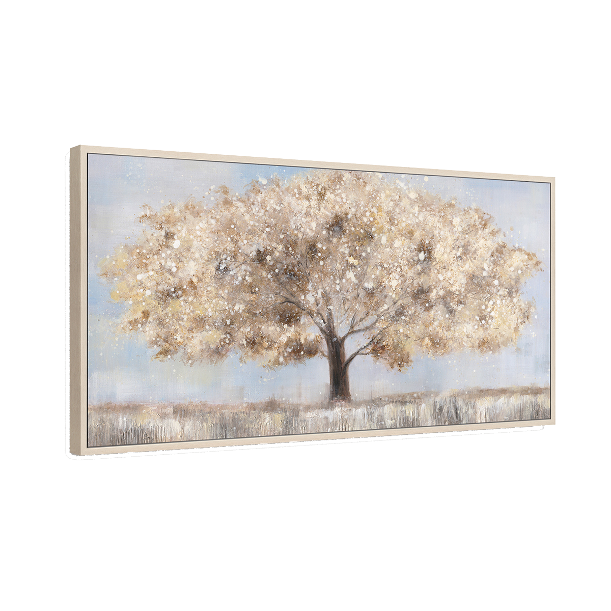 Golden Horizon Landscape Tree Painting #M4736