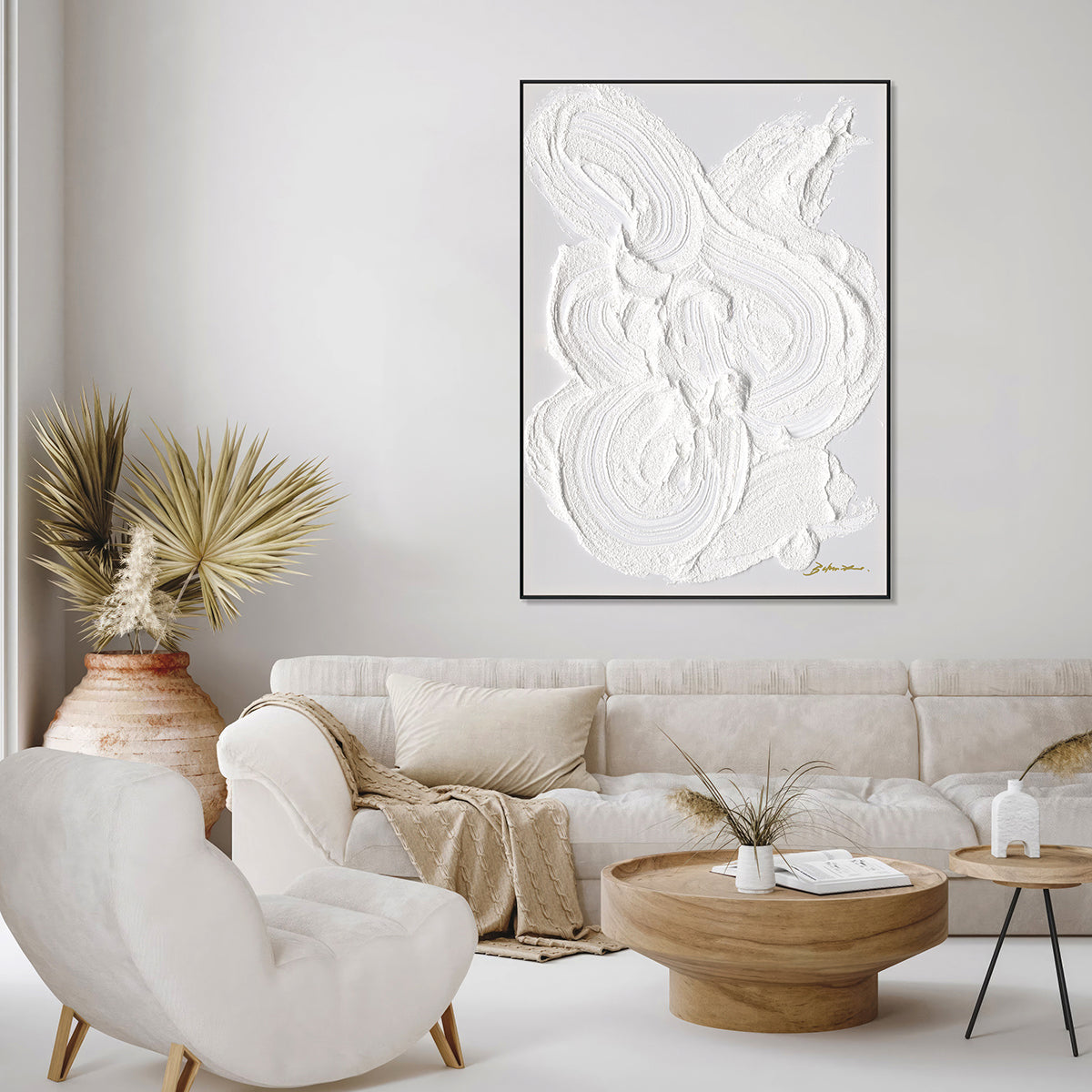 White Texture Abstract Minimalist Painting #M5008