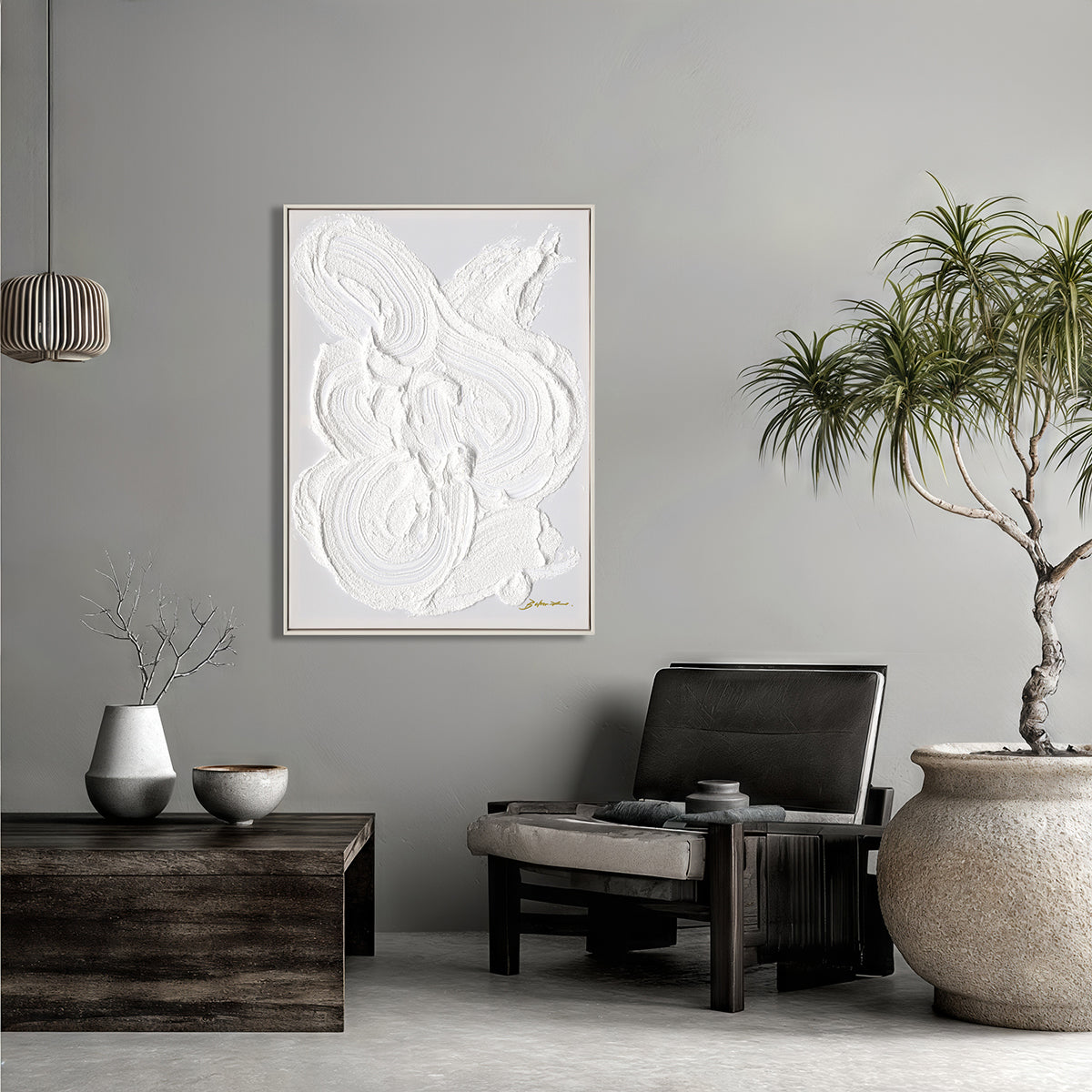 White Texture Abstract Minimalist Painting #M5008