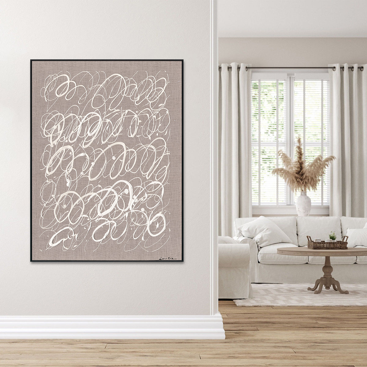 White Whirl Abstract Linear Art #M5680-2