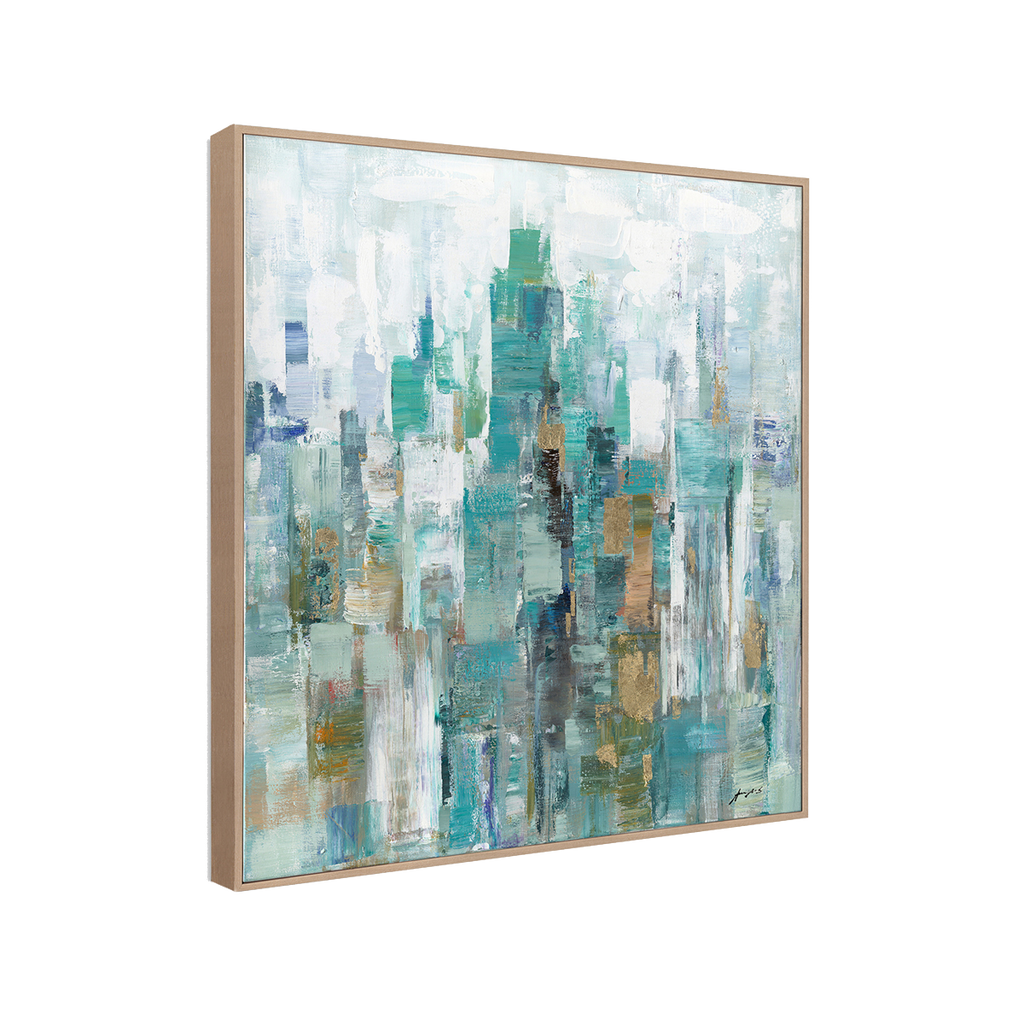 Abstract Teal and Gold Painting #M5783