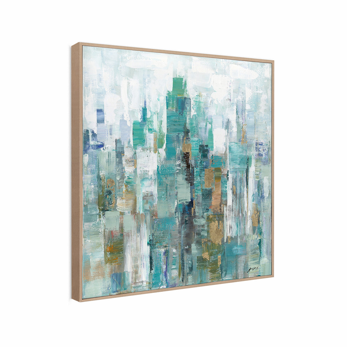 Abstract Teal and Gold Painting #M5783