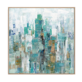 Emerald Mist Abstract Cityscape Painting #M5783